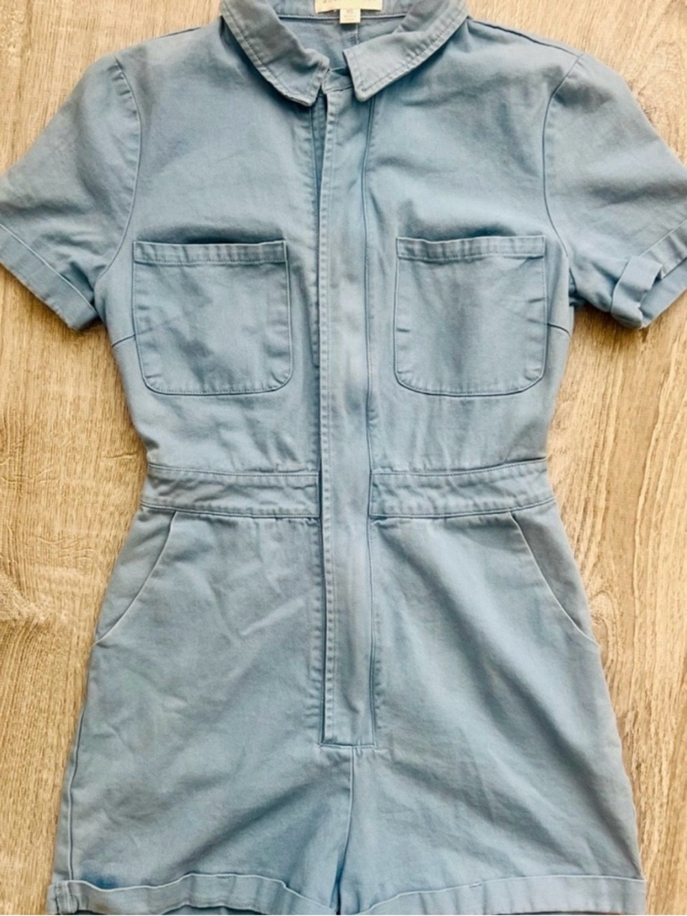 Urban Outfitters Light Blue Short Sleeve Utility Romper